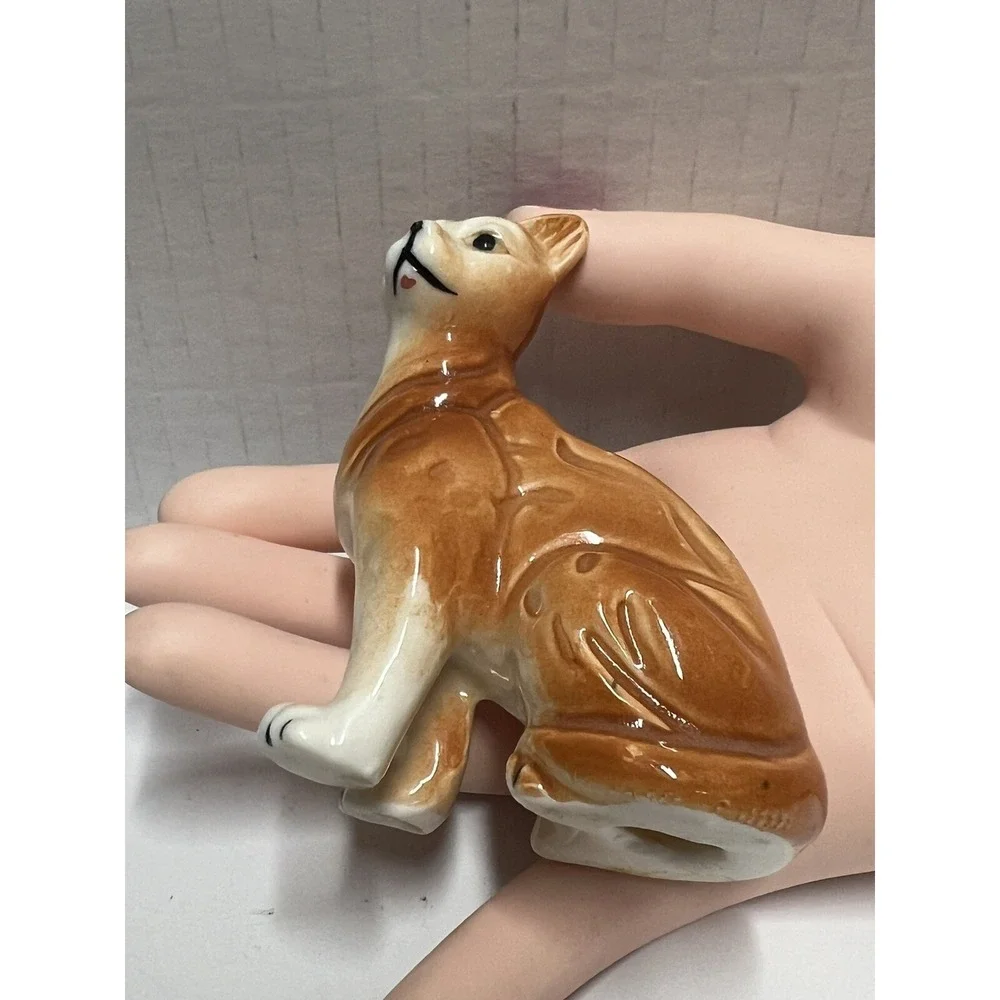 Vintage Orange Tabby Cat Figurine Porcelain Ceramic Feline Kitty‎ Cat 3.5
